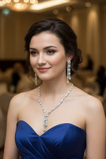 Pastel Elegance Silver Necklace & Earring Set – Mint & Blush Radiance - Libasaa.com