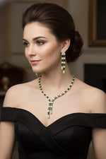 Pastel Elegance Silver Necklace & Earring Set – Mint & Blush Radiance