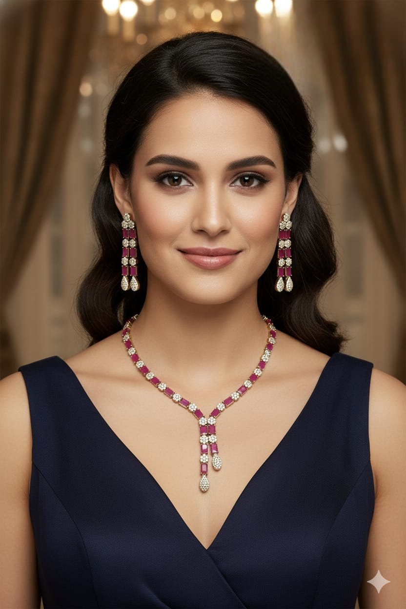 Pastel Elegance Silver Necklace & Earring Set – Mint & Blush Radiance - Libasaa.com