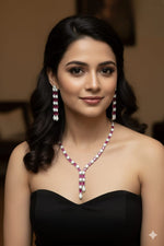 Pastel Elegance Silver Necklace & Earring Set – Mint & Blush Radiance - Libasaa.com