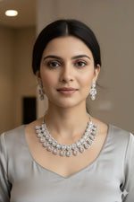 Midnight Blue Crystal & Silver Necklace & Earring Set – Royal Radiance - Libasaa.com