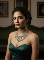 Royal Gold & Pearl Teardrop Necklace Set – Exquisite Bridal Grandeur - Libasaa.com