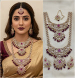 Lavender Kundan Bridal Jewelry Set – Royal Polki & Pearl Wedding Collection
