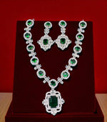 Elegant Pink Crystal & Diamond-Inspired Necklace and Earring Set Luxe Statement Jewelry