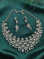 Elegant Green Stone Diamond Choker Necklace Set – Bridal & Party Wear - Libasaa.com