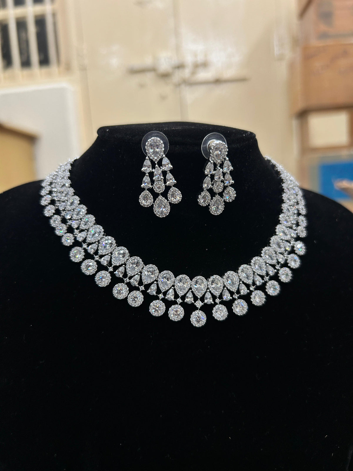 Bollywood Diva Inspired Diamond Necklace Set – Timeless Glamour Collection - Libasaa.com