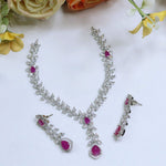 CZ Necklace Jewellery Set | Stone Droplet Indian Necklace Set with Earrings | Premium Indian Jewellery