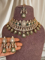 Regal Kundan Bridal Jewellery Set | Indian Jewellery | Kundan Polki Necklace Set | Polki Choker with Earrings & Maang Tikka