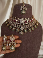 Regal Kundan Bridal Jewellery Set | Indian Jewellery | Kundan Polki Necklace Set | Polki Choker with Earrings & Maang Tikka