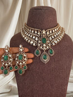 Gold & Polki Kundan Bridal Choker Set | Indian Jewellery | Dusty Accents Indian Necklace Set with Earrings