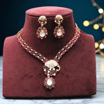 Royal Blue Stone AD Necklace & Earring Set with Umbrella Motif – Designer Statement Jewelry