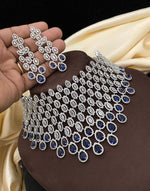 Silver-Plated Choker Necklace Set with Mint Green Stones | Silver-Plated Indian Jewellery | Stylish Indian Necklace Set With Matching Earrings