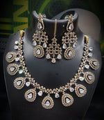 Multicolor Stone Studded Bridal Necklace Set with Earrings & Maangtika | Indian Jewellery | Stone Jewellery | Indian Necklace Set