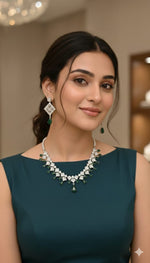 Premium Silver & Pink Stone Necklace Set with Matching Earrings | Indian Jewellery | Stone Jewellery | Indian Neckles Set for Women