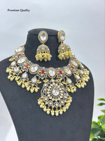 Premium Kundan Polki Bridal Necklace Set with Pearl Jhumka Earrings | Indian Jewellery Necklace Set