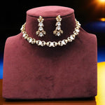 Elegant Kundan Choker Necklace & Earring Set Minimal Gold-Plated Bridal Jewelry