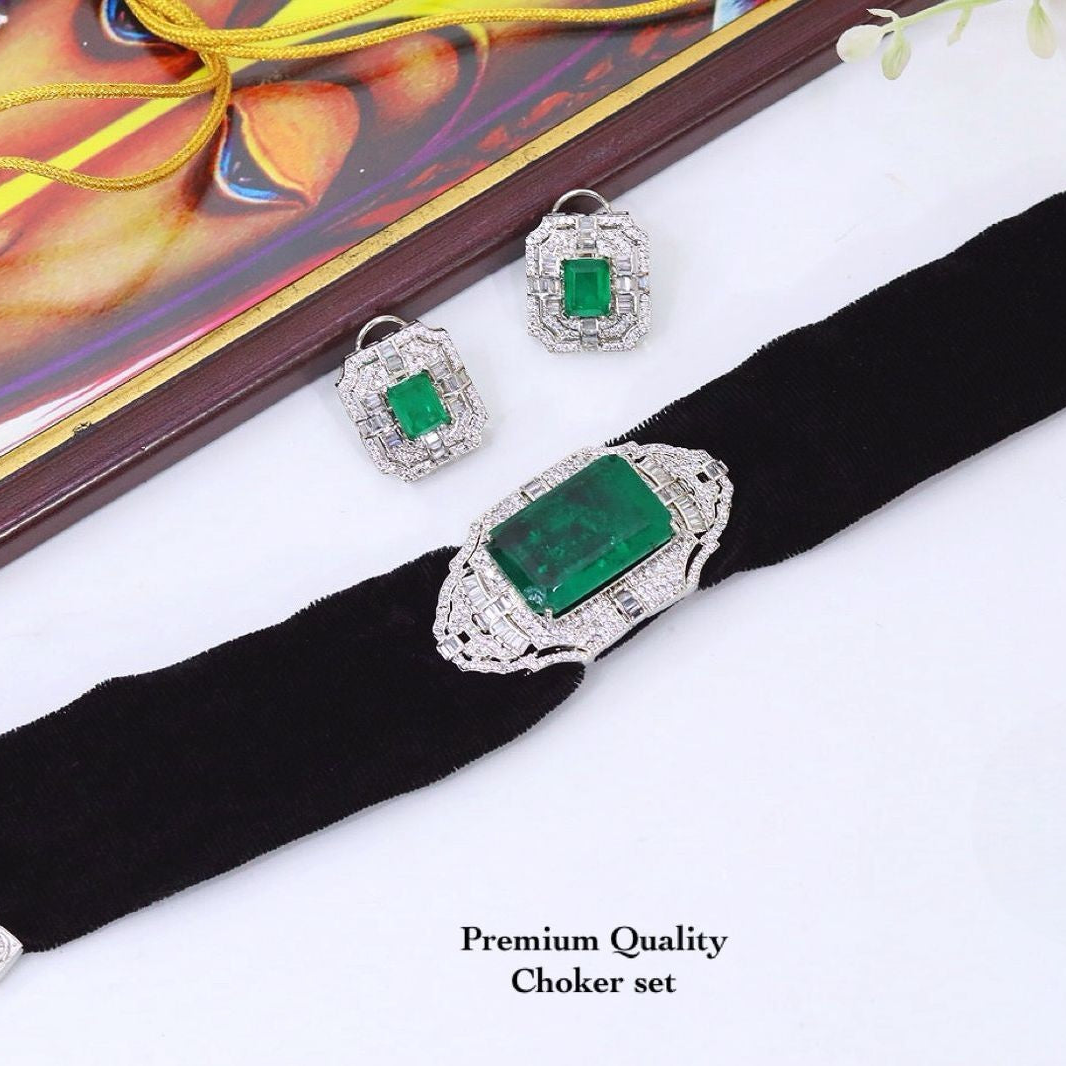 Celebrity Inspired Kundan Velvet Choker Bridal Necklace Set with Matching Earrings | Indian Wedding Bridal Jewellery for Bride