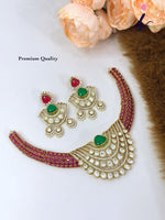Royal Blue Kundan Necklace Set with Earrings for Women | Gold Plated Bridal Choker Jewellery | Traditional Indian Wedding & Party Wear