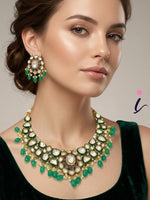Green Kundan Choker Necklace Set with Earrings for Women | Gold Plated Bridal Jewellery | Traditional Indian Wedding & Festive Wear