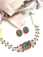 Ruby Red Kundan Fusion Choker Necklace Set with Stud Earrings for Women | Gold Plated Bridal Jewellery | Traditional Indian Wedding & Party Wear