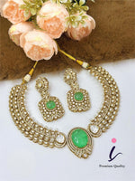 Peach Kundan Polki Choker Necklace Set with Earrings for Women | Gold Plated Bridal Wedding & Party Wear Jewellery