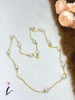 Grey Pearl Long Chain Necklace for Women | Gold Plated Minimalist Designer Party Wear & Everyday Jewellery