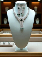Silver-Toned Double Layered CZ Choker & Earrings SetIndian AD Jewelry for Weddings & Festive Wear