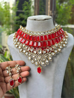 Katrina Kaif Inspired Choker Necklace Set with Kundan Polki & Pear Drop Detailing Bridal Statement Jewelry
