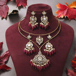 Traditional Polki & Pearl Gold Tone Choker Necklace Set