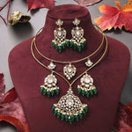 Traditional Polki & Pearl Gold Tone Choker Necklace Set