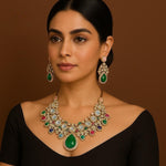 Grand Multi-Color Gemstone & Polki Choker Necklace Set