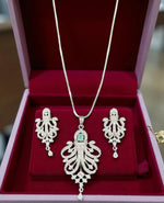 Royal Emerald Stone Silver Plated Necklace Set with Intricate Drop Earrings Bridal & Festive Jewelry