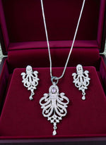 Royal Emerald Stone Silver Plated Necklace Set with Intricate Drop Earrings Bridal & Festive Jewelry