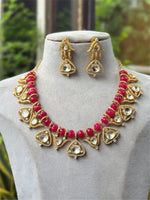 Bridal Green Beaded Kundan Necklace Set with Earrings | Traditional Indian Wedding Jewelry