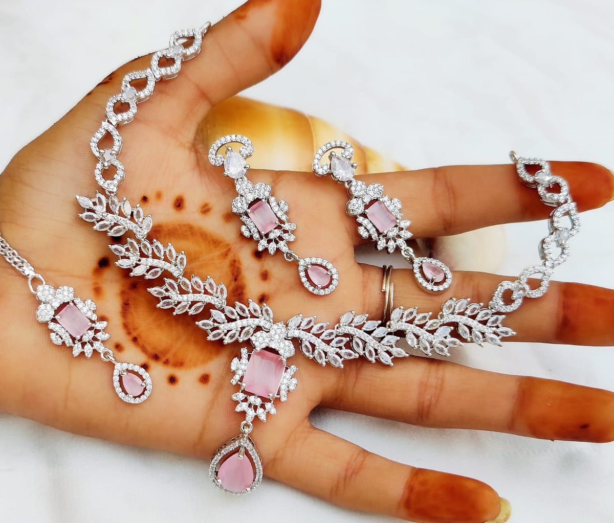 Silver-Plated Necklace Set with Earrings & Maang Tikka | Indian Jewellery | Silver Plated Jewellery | Indian Necklace Set