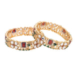 Set of 2 Golden Elephant Bracelets | Traditional Kada Bangles | Ethnic Indian Jewelry