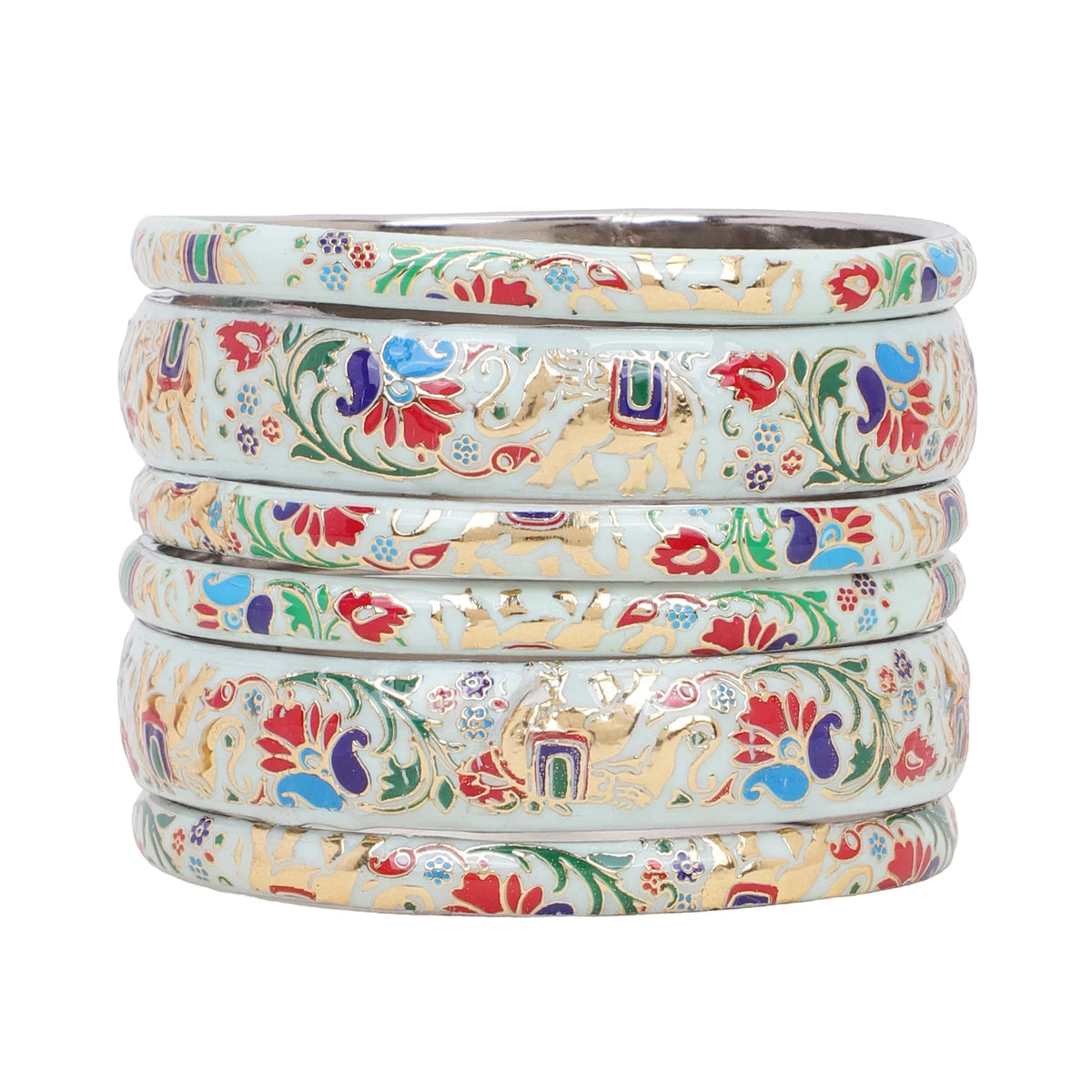 Set of 6 Elephant Bracelets | Traditional Kada Bangles | Ethnic Indian Jewelry