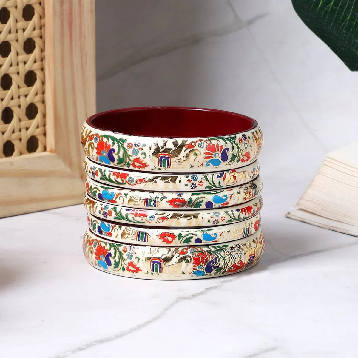 Set of 6 Elephant Bracelets | Traditional Kada Bangles | Ethnic Indian Jewelry