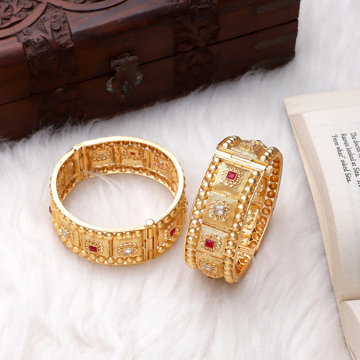 Dailywear Temple Gold Kangan | Traditional Kada Bracelet