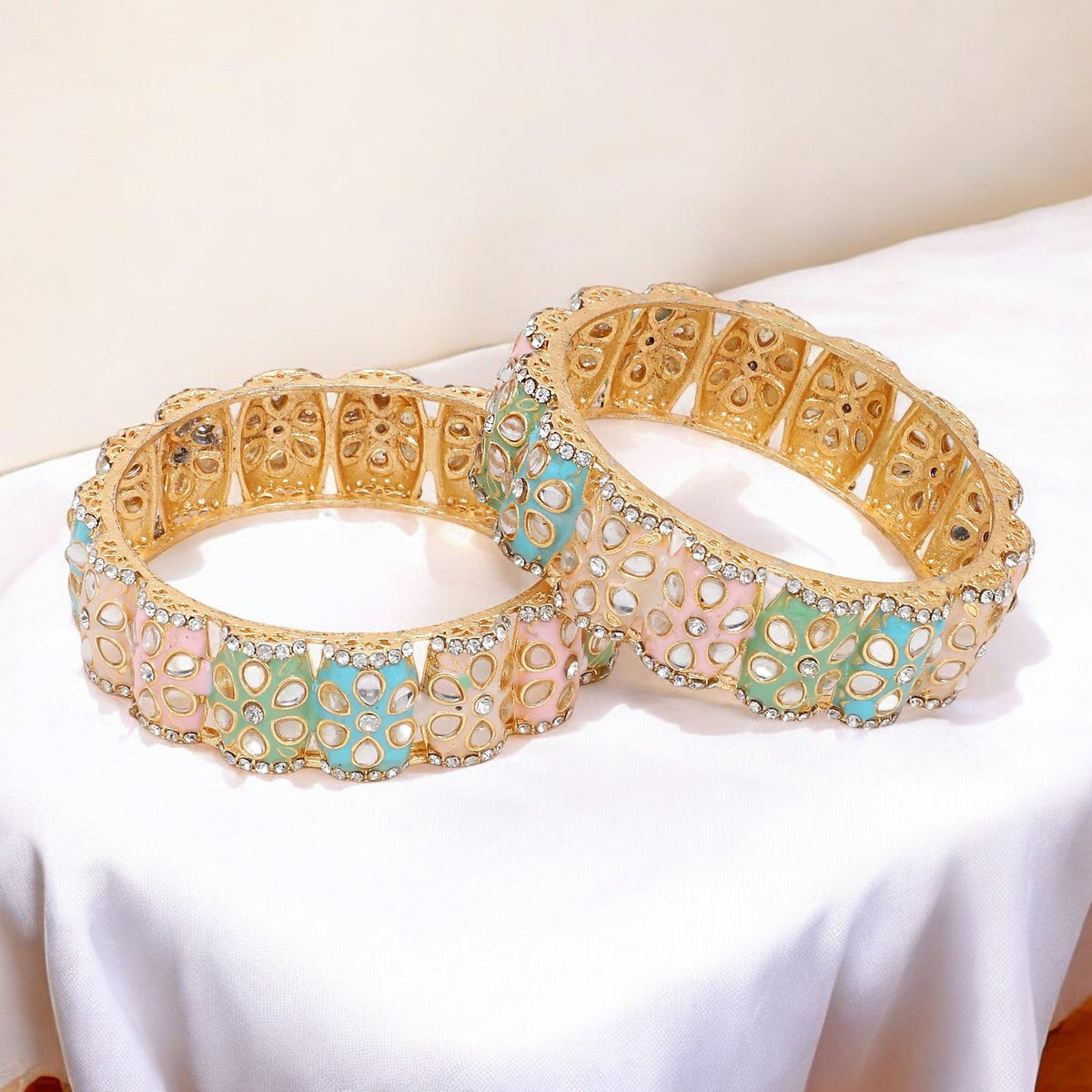 Dailywear Pastel Meenakari Bracelets | Lightweight Ethnic Jewelry