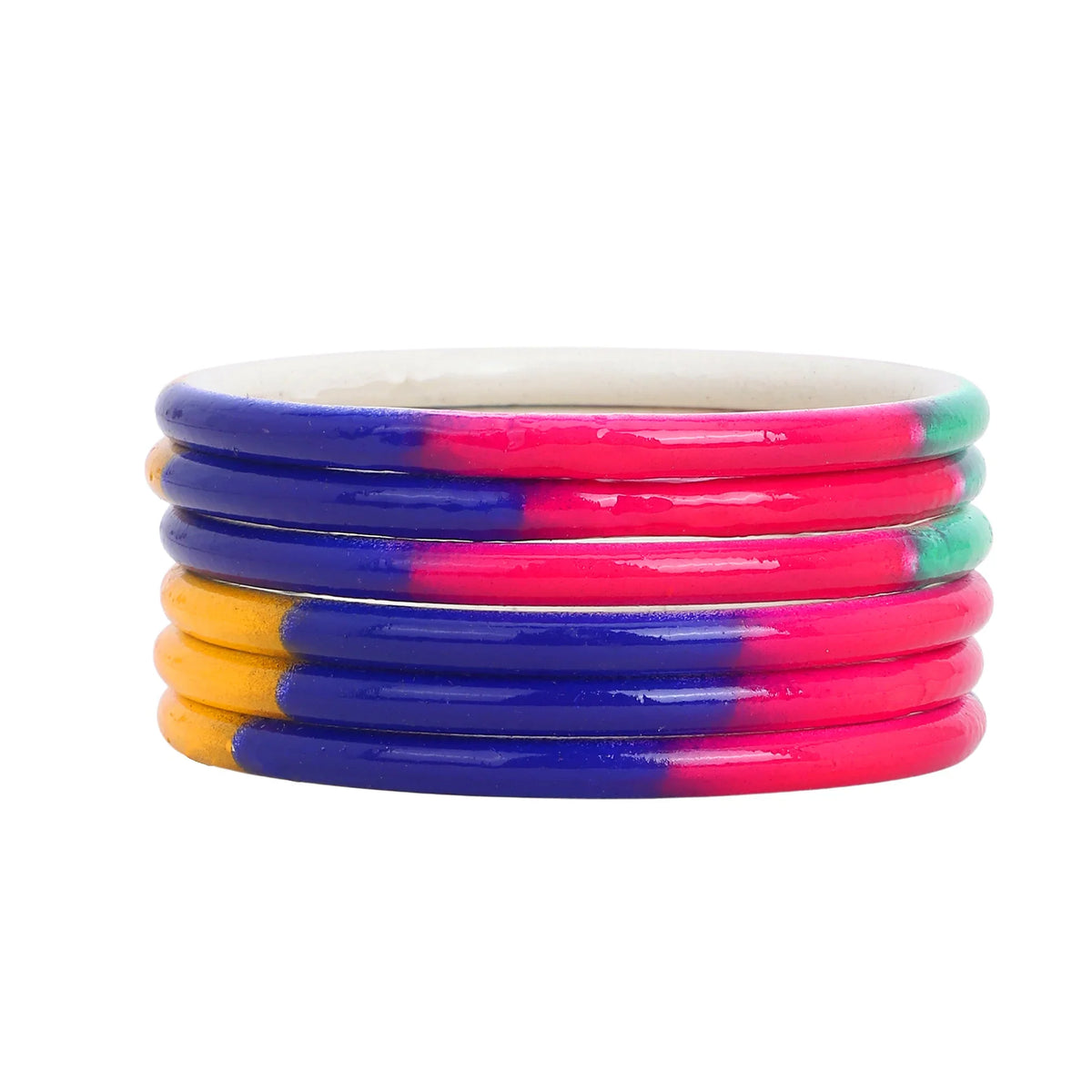 Set of 6 Multicoloured Handpainted Bracelets – Ethnic Boho Jewelry