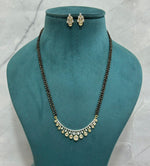 CZ Drop Mangalsutra with Double Chain & Matching Earrings | Elegant CZ Indian Mangalsutra Set | Traditional Indian Jewellery