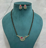 CZ Mangalsutra Set with Double Chain & Matching Earrings | Elegant CZ Indian Mangalsutra Set | Traditional Indian Jewellery