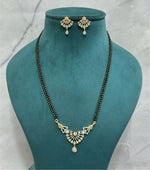 Peacock CZ Mangalsutra Set with Double Chain & Drop Earrings | Elegant CZ Indian Mangalsutra Set | Traditional Indian Jewellery
