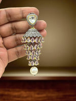 Alia Bhatt Inspired Emerald Jhumka Earrings with Pearl Drop & Mirror Work Bridal Statement Jewelry