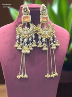 Handmade Long Yellow Stone Jhumka Chandbali Earrings – Bridal & Festive Jewelry