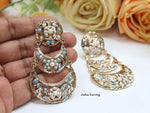 Gold-Plated Jadau Chandbali Earrings Set | Indian Jewellery | Pearl Accents Indian Earring Set