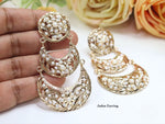 Gold-Plated Jadau Chandbali Earrings Set | Indian Jewellery | Pearl Accents Indian Earring Set