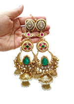 Traditional Chandbali Jhumkas with Stones & Pearls