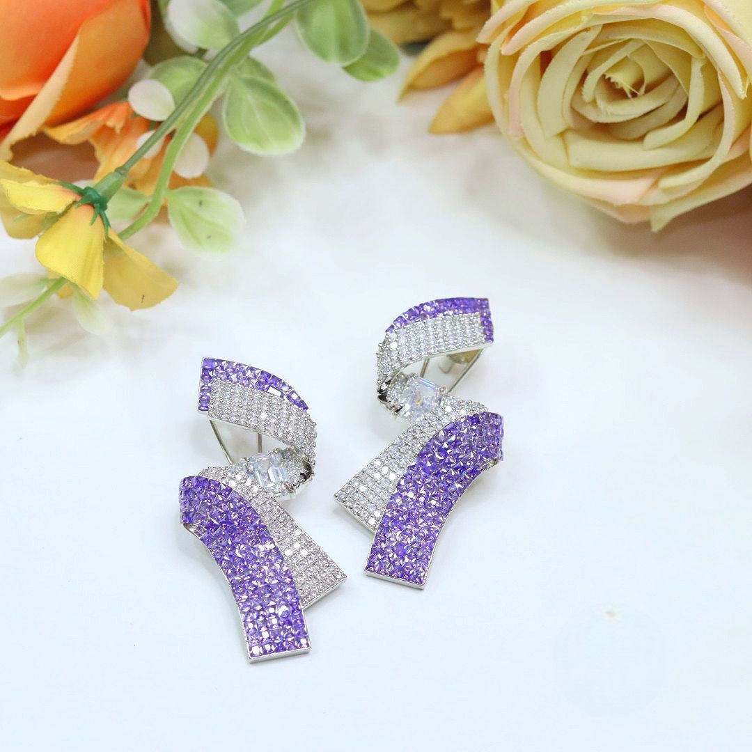 Elegant Bow Crystal Statement Earrings – Glamorous Party Wear